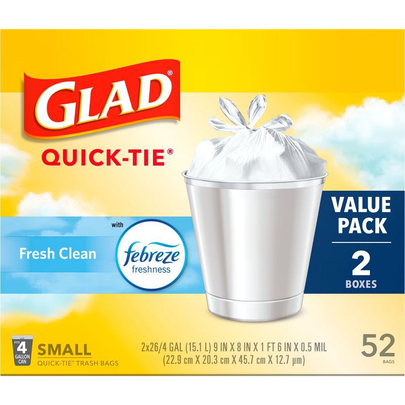 slide 10 of 12, Glad Small Trash Bags + OdorShield White Trash Bags - 4 Gallon - 52ct, 4 gal, 52 ct