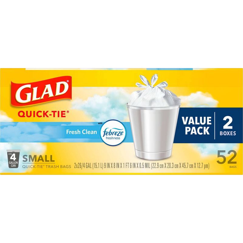 slide 11 of 12, Glad Small Trash Bags + OdorShield White Trash Bags - 4 Gallon - 52ct, 4 gal, 52 ct