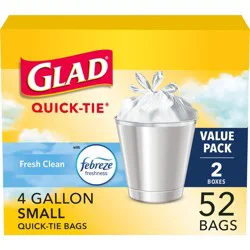 Glad Small Trash Bags + OdorShield White Trash Bags - 4gal/52ct