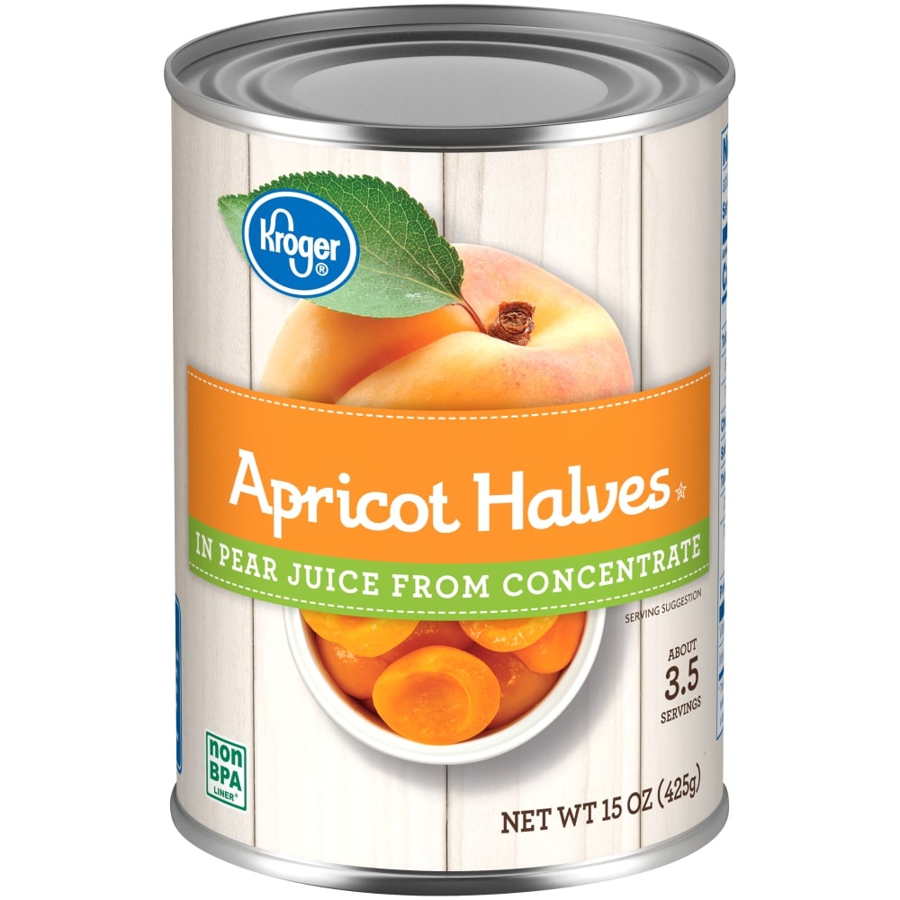 slide 1 of 1, Kroger Apricot Halves In Pear Juice, 15 oz
