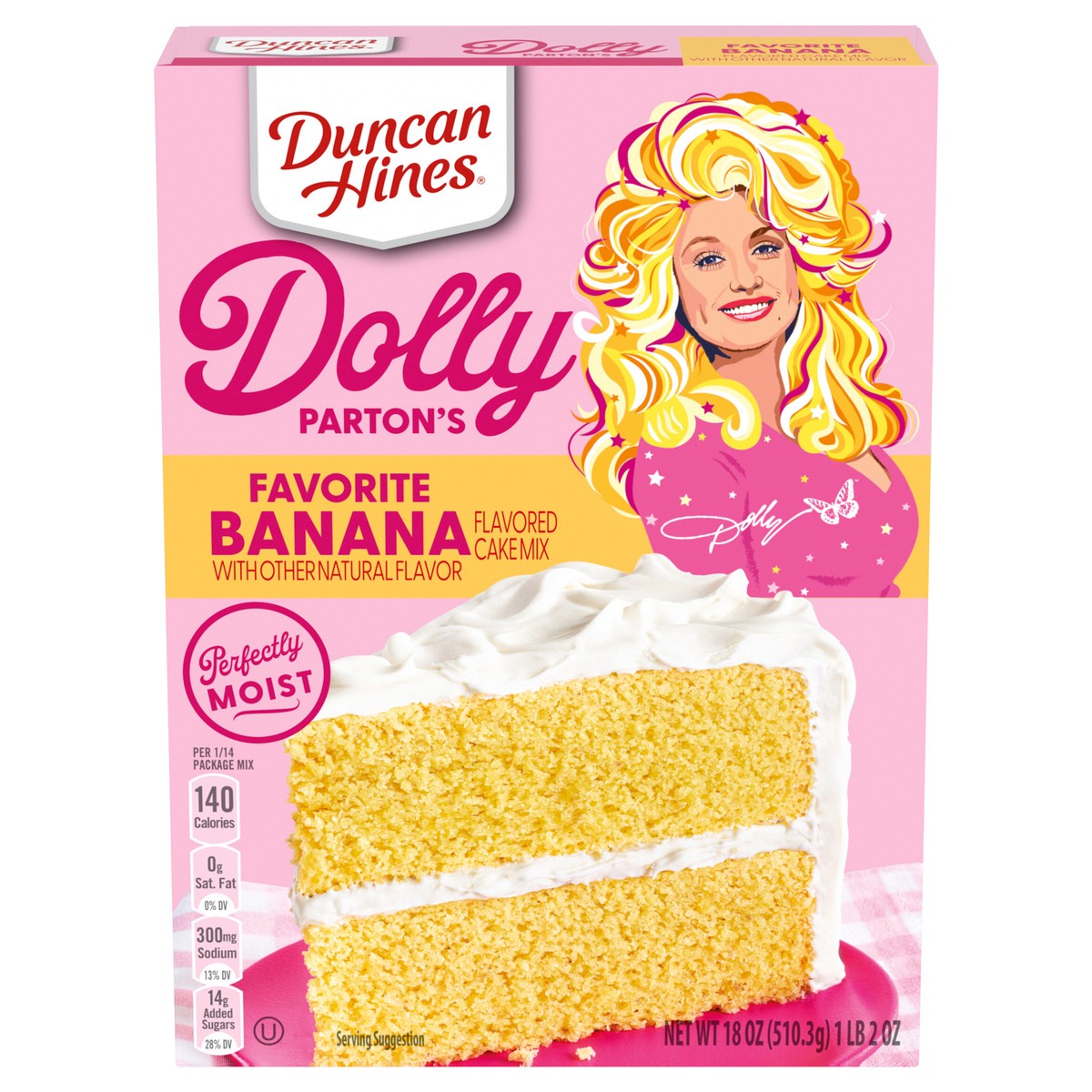 slide 1 of 5, Duncan Hines Dolly Parton's Favorite Banana Flavored Cake Mix, 18 oz., 18 oz