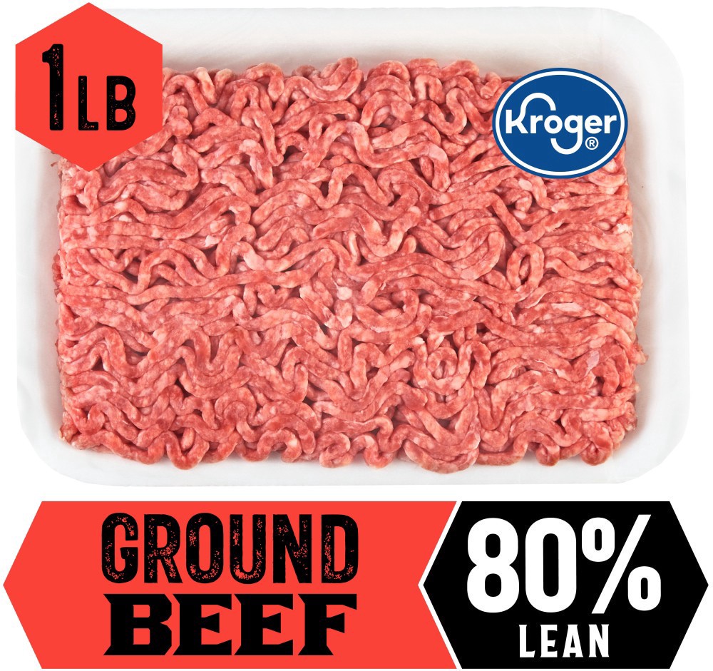 slide 1 of 1, Kroger Ground Beef 80% Lean, 1 lb