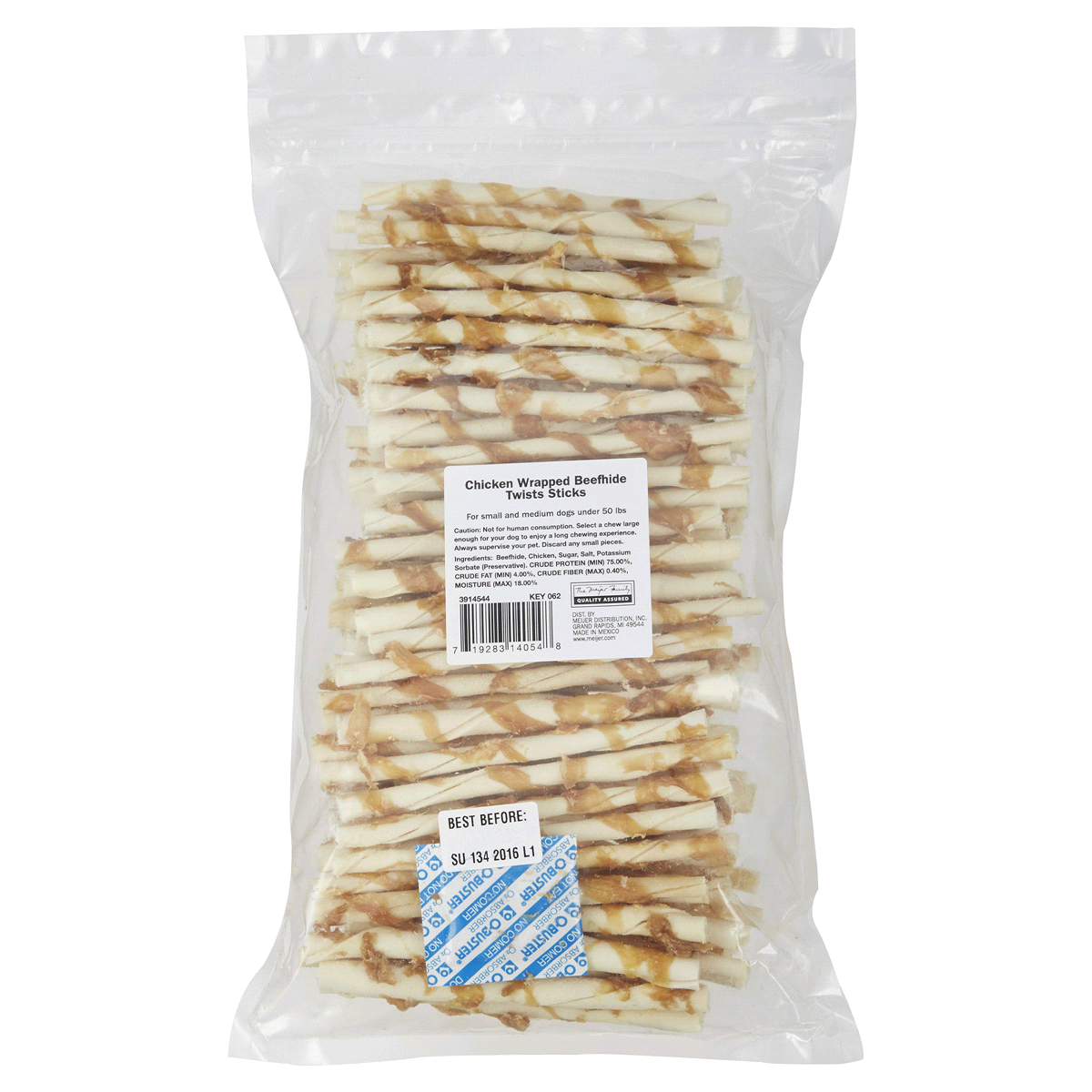 slide 2 of 2, Meijer Chicken Wrapped Beefhide Twist Sticks, 100 ct