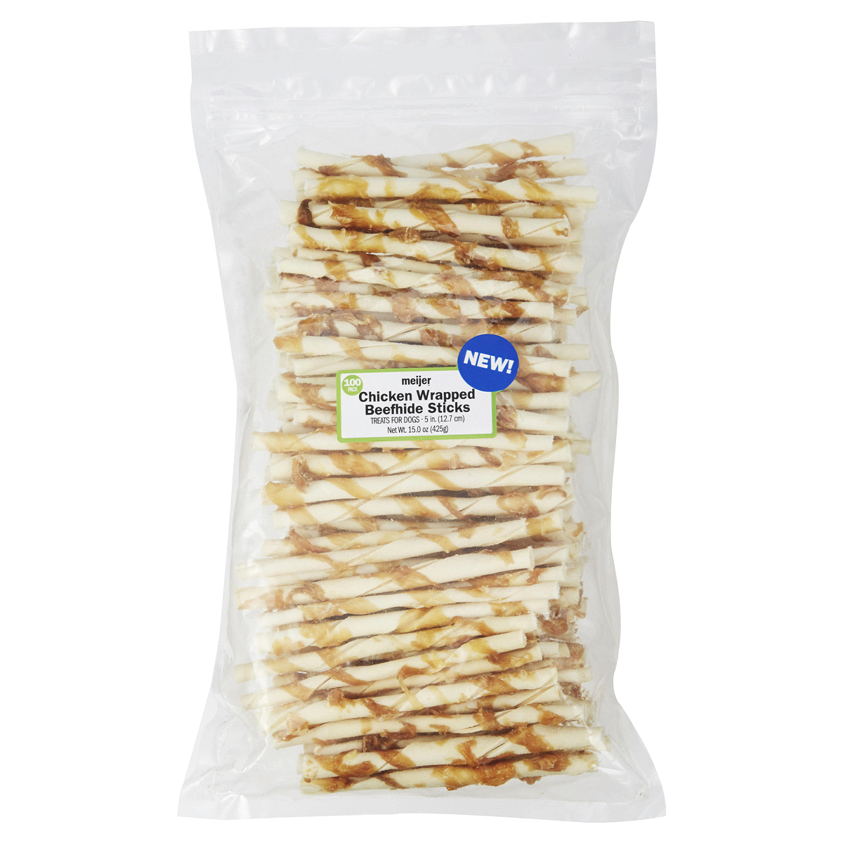 slide 1 of 2, Meijer Chicken Wrapped Beefhide Twist Sticks, 100 ct