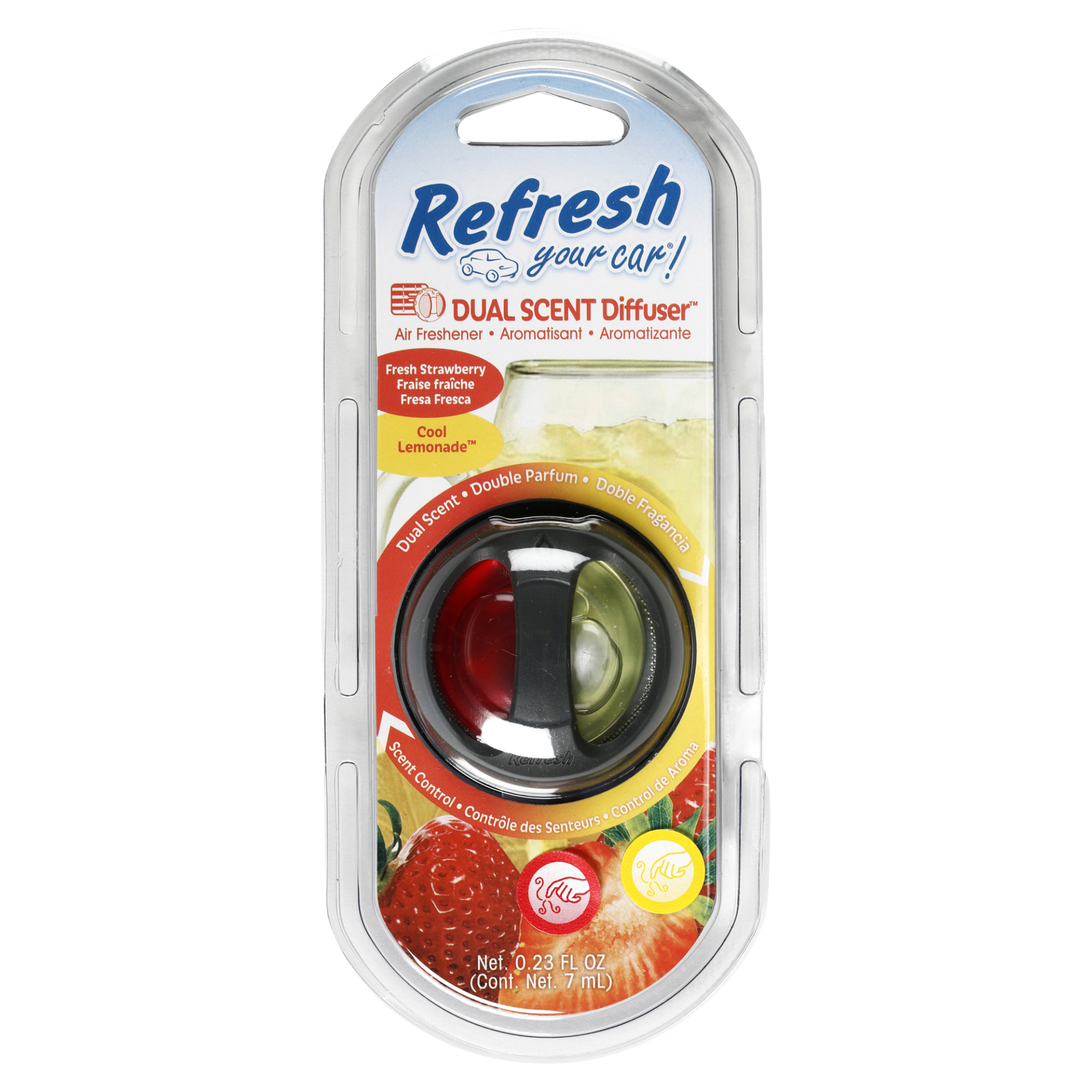 slide 1 of 1, Refresh Your Car! Fresh Strawberry/Cool Lemonade Dual-Scented Oil Diffuser, 0.17 oz