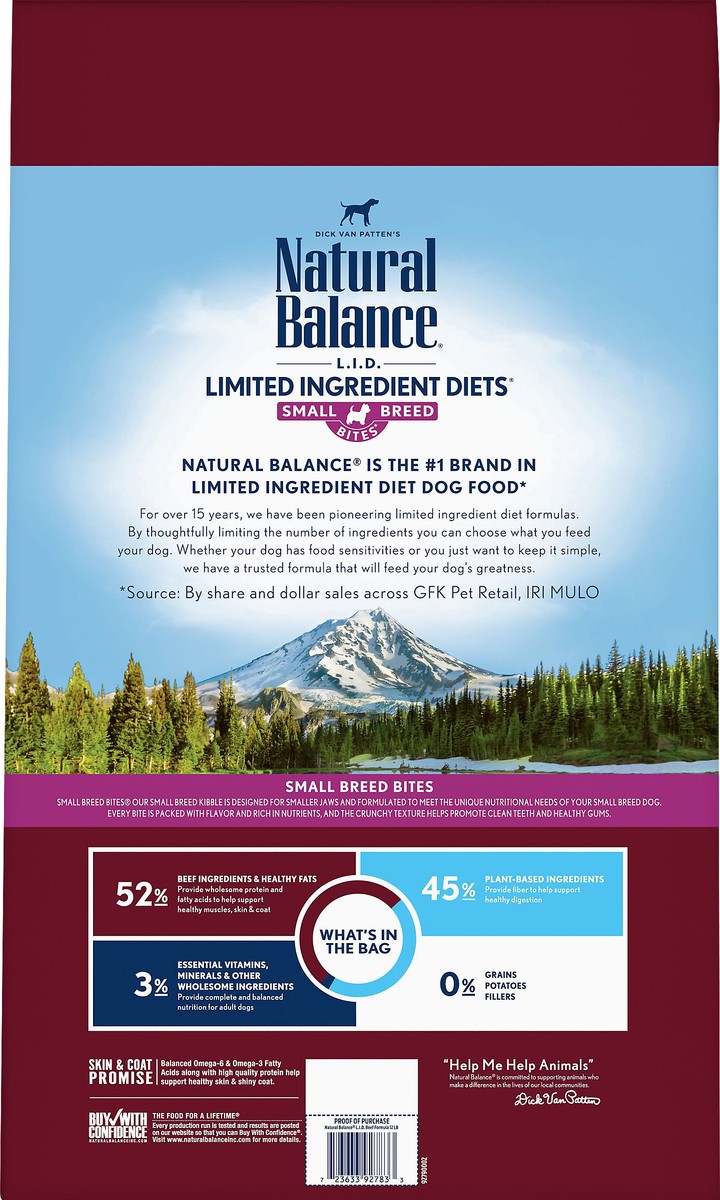 slide 6 of 8, Natural Balance L.I.D. Limited Ingredient Diets Small Breed Bites Grain Free Beef Formula Dog Food 12 lb, 12 lb