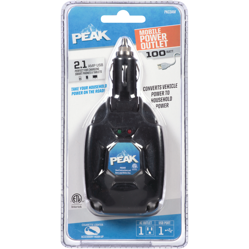 slide 1 of 1, Peak 100W Mobile Power Outlet With Swivel Neck, 1 ct