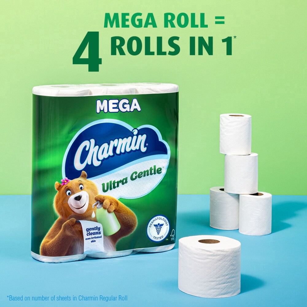 slide 2 of 6, Charmin 2-Ply Mega Ultra Gentle Bathroom Tissue Mega 12 ea, 12 ct