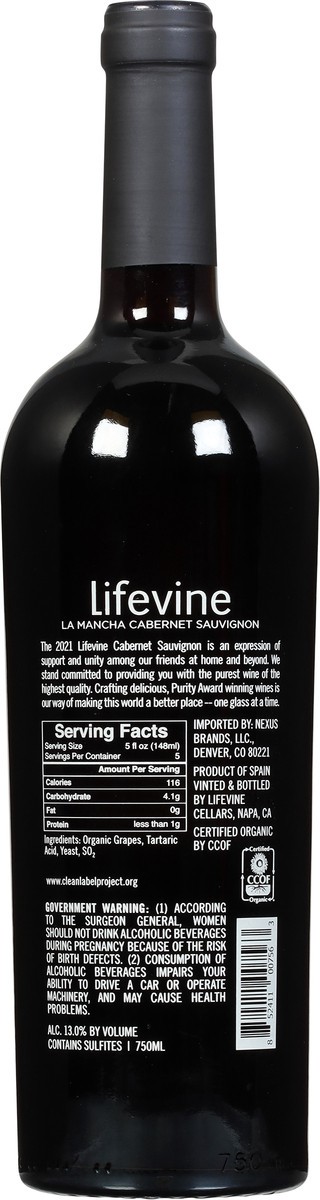 slide 3 of 9, Lifevine Zero Sugar Cabernet Sauvignon 750 ml, 750 ml