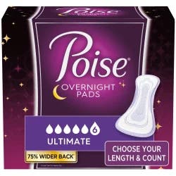Poise Overnight Incontinence Fragrance Free Pads - Ultimate Absorbency - 24ct