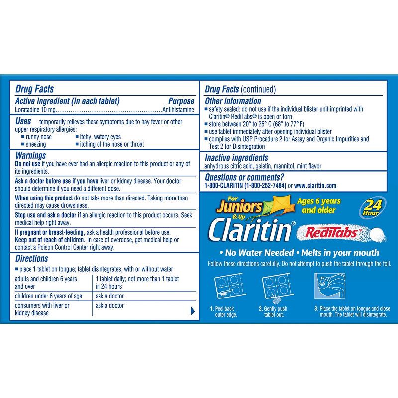 slide 2 of 9, Children's Claritin Loratadine Allergy Relief 24 Hour Non-Drowsy RediTab Dissolving Tablets - 30ct, 30 ct