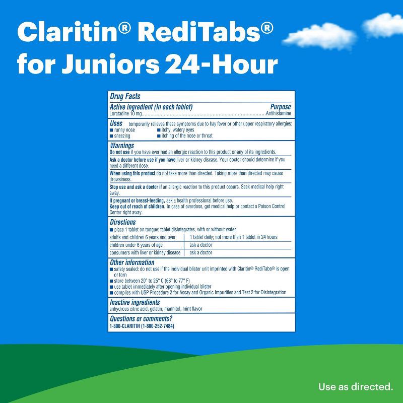 slide 9 of 9, Children's Claritin Loratadine Allergy Relief 24 Hour Non-Drowsy RediTab Dissolving Tablets - 30ct, 30 ct