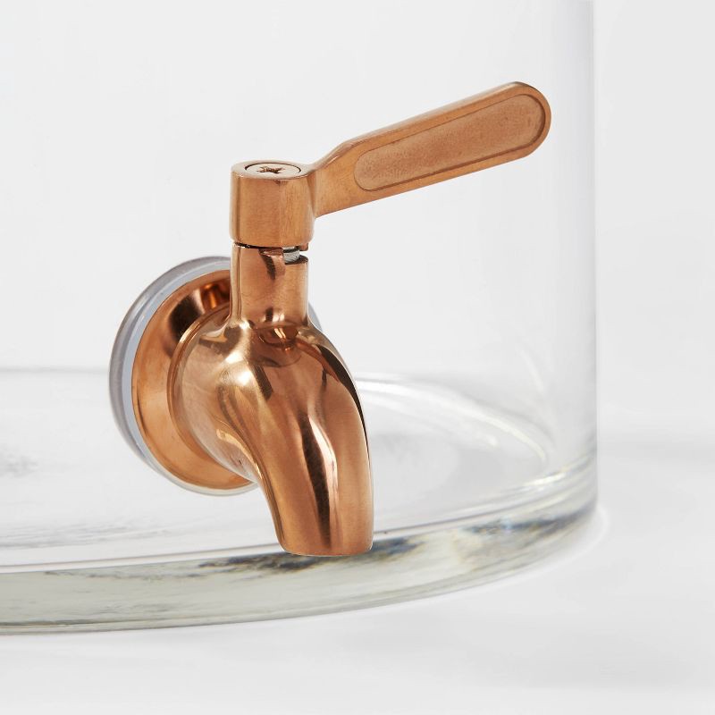 slide 4 of 4, 2gal Glass Modern Beverage Dispenser - Threshold™: Cold Drink Holder, 2 Gallon Capacity, Stainless Steel & Wood, 2 gal, 2 gal