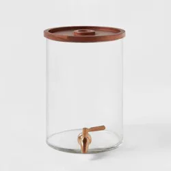 2gal Glass Modern Beverage Dispenser - Threshold™: Cold Drink Holder, 2 Gallon Capacity, Stainless Steel & Wood