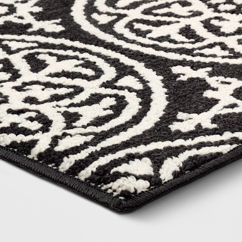 slide 3 of 4, 1'8"x2'10" Washable Medallion Tufted And Hooked Accent Rug Gray - Threshold™, 1 ct