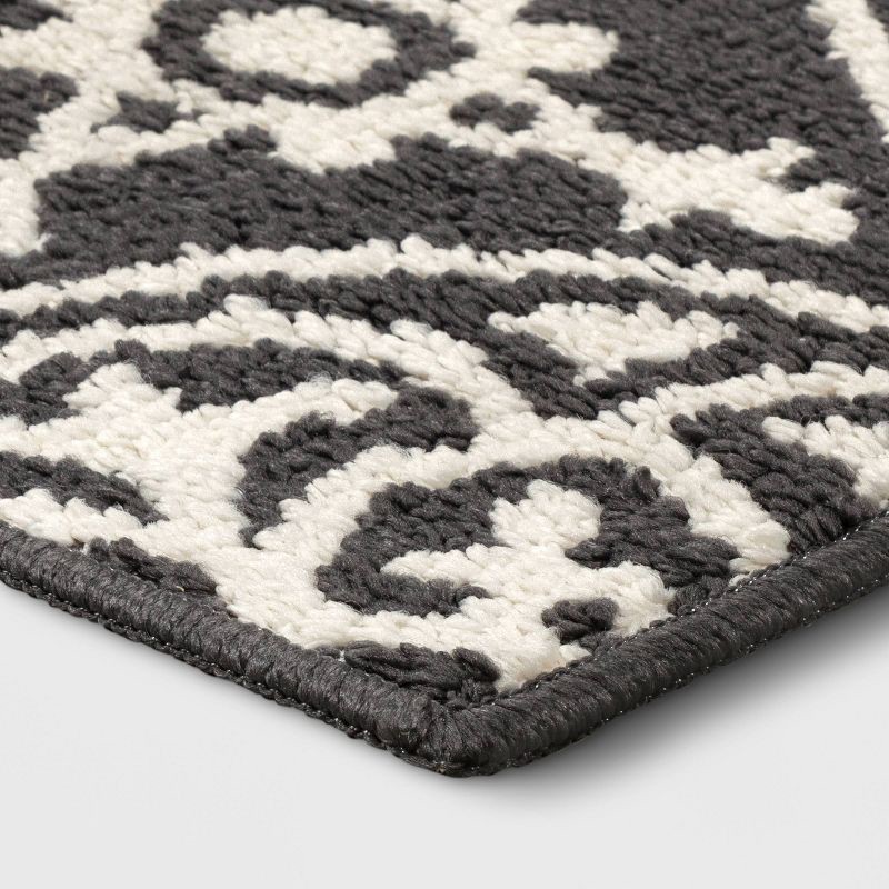 slide 3 of 4, 2'6"x3'10" Washable Medallion Tufted And Hooked Accent Rug Gray - Threshold™: Skid-Resistant, Indoor, Low Pile, 1 ct