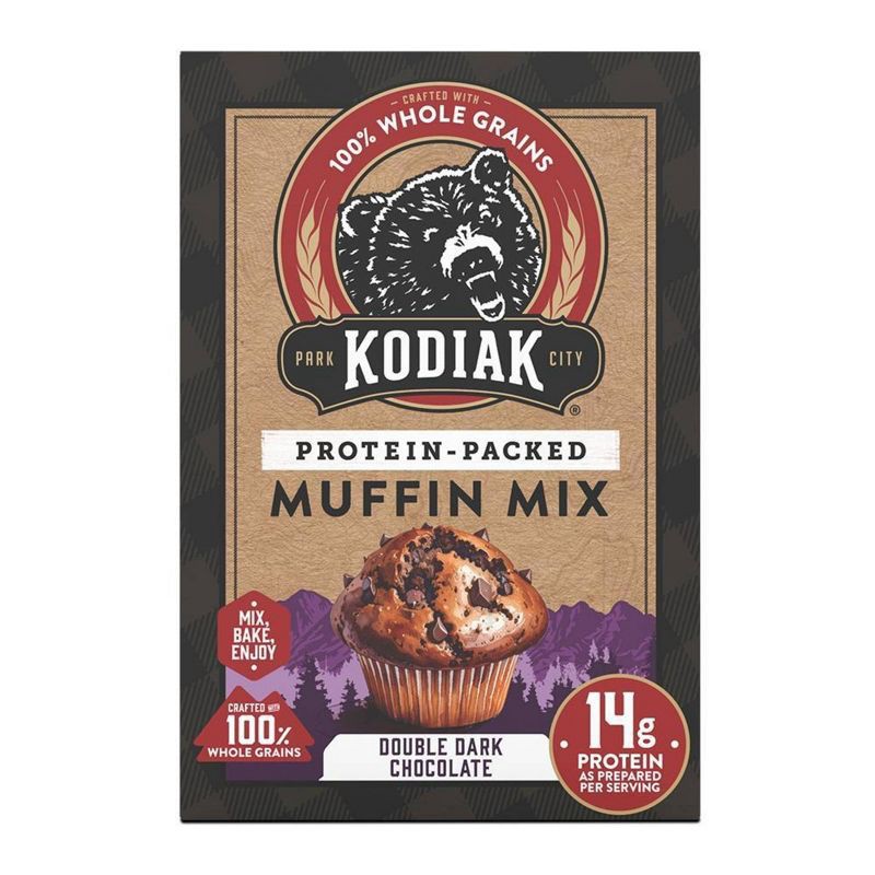 slide 1 of 8, Kodiak Cakes Kodiak Protein-Packed Muffin Mix Double Dark Chocolate - 14oz, 14 oz
