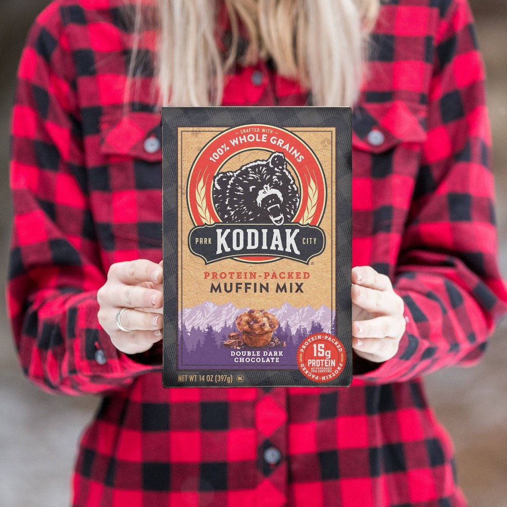 slide 4 of 6, Kodiak Cakes Kodiak Protein-Packed Muffin Mix Double Dark Chocolate - 14oz, 14 oz