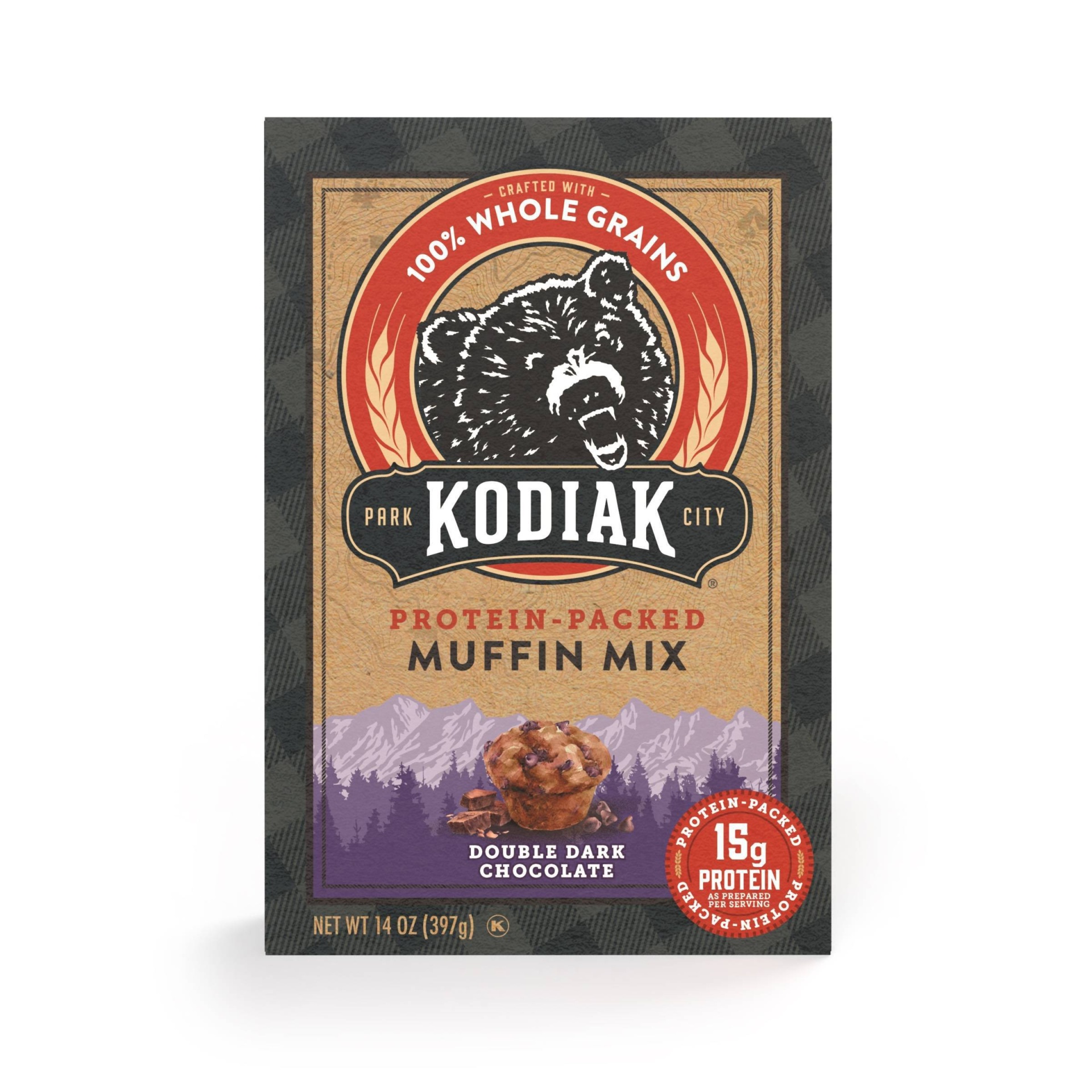 slide 1 of 6, Kodiak Cakes Kodiak Protein-Packed Muffin Mix Double Dark Chocolate - 14oz, 14 oz