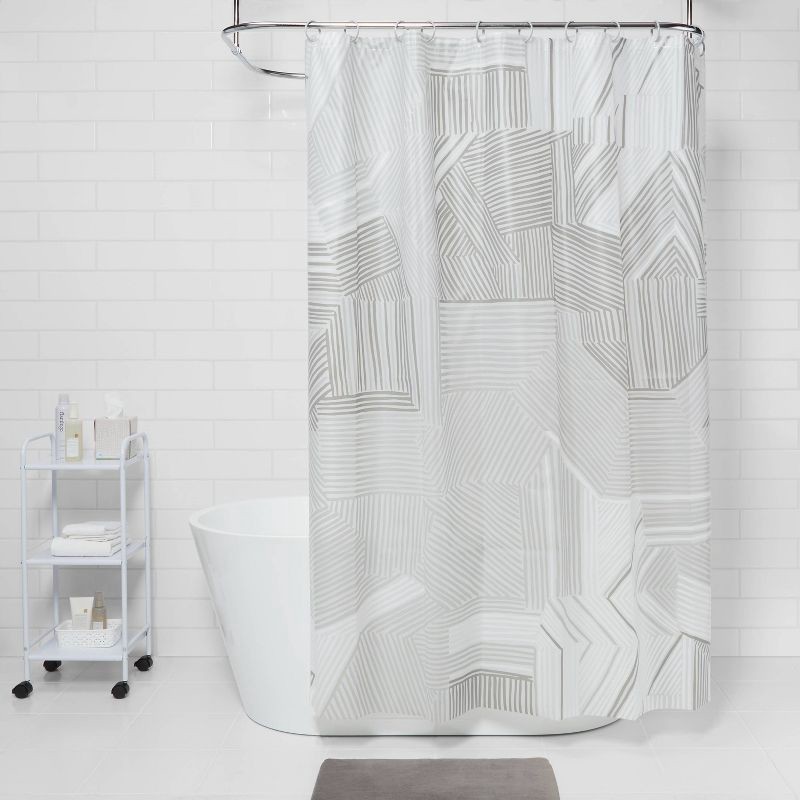 slide 2 of 5, Broken Lines Shower Curtain Gray - Room Essentials™, 1 ct