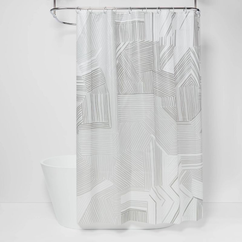 slide 1 of 5, Broken Lines Shower Curtain Gray - Room Essentials™, 1 ct