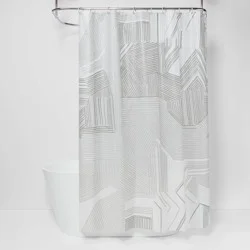Broken Lines Shower Curtain Gray - Room Essentials™