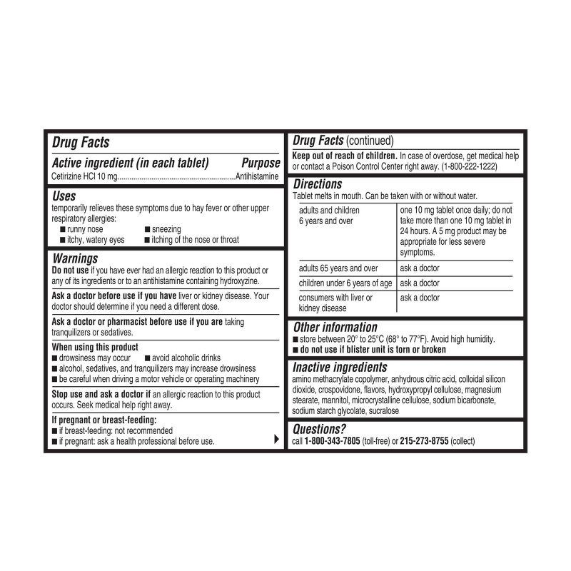 slide 9 of 15, Children's Zyrtec Allergy Relief Cetirizine Dissolving Tablets - Citrus - 24ct, 24 ct