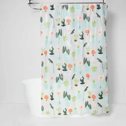 Plants Shower Curtain Green - Room Essentials™: PEVA Bath Curtain, Waterproof Liner, Buttonhole Top