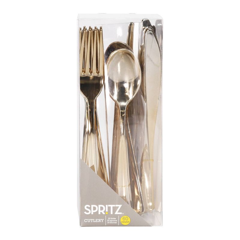 slide 3 of 3, 60ct Cutlery Gold - Spritz, 60 ct