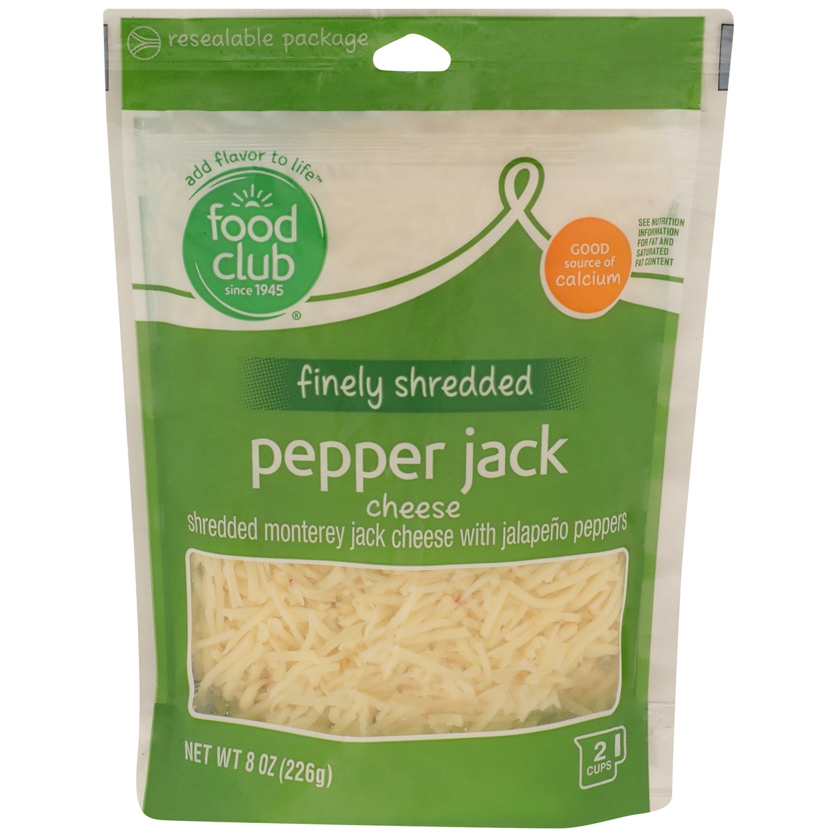 slide 1 of 1, Food Club Pepper Jack Monterey Jack Finely Shredded Cheese With Jalapeno Peppers, 8 oz