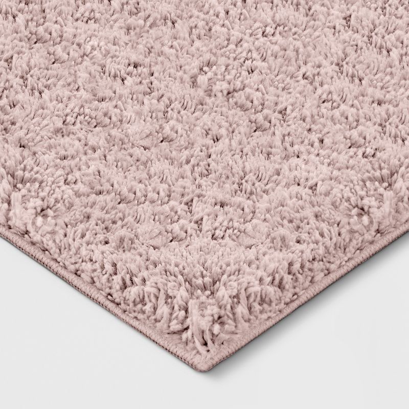 slide 2 of 3, 4'x5'6" Washable Plush Shag Accent Rug Pink - Room Essentials™: High Pile, Skid & Stain-Resistant, Bedroom Decor, 1 ct