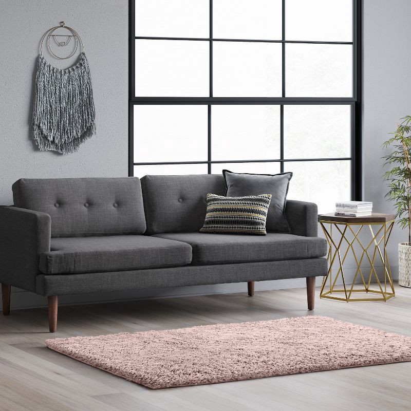 slide 3 of 3, 4'x5'6" Washable Plush Shag Accent Rug Pink - Room Essentials™: High Pile, Skid & Stain-Resistant, Bedroom Decor, 1 ct
