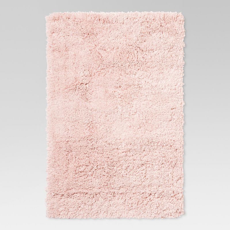 slide 1 of 3, 4'x5'6" Washable Plush Shag Accent Rug Pink - Room Essentials™: High Pile, Skid & Stain-Resistant, Bedroom Decor, 1 ct