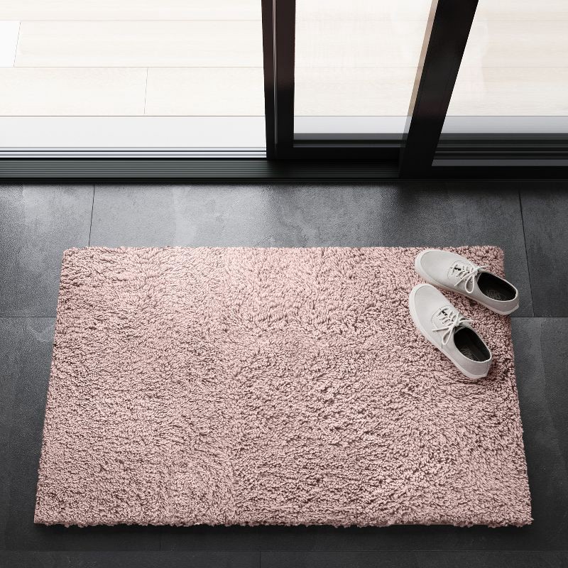 slide 3 of 3, 2'6"x3'10" Washable Plush Shag Accent Rug Pink - Room Essentials™, 1 ct