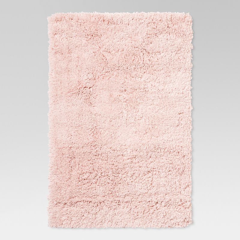 slide 1 of 3, 2'6"x3'10" Washable Plush Shag Accent Rug Pink - Room Essentials™, 1 ct