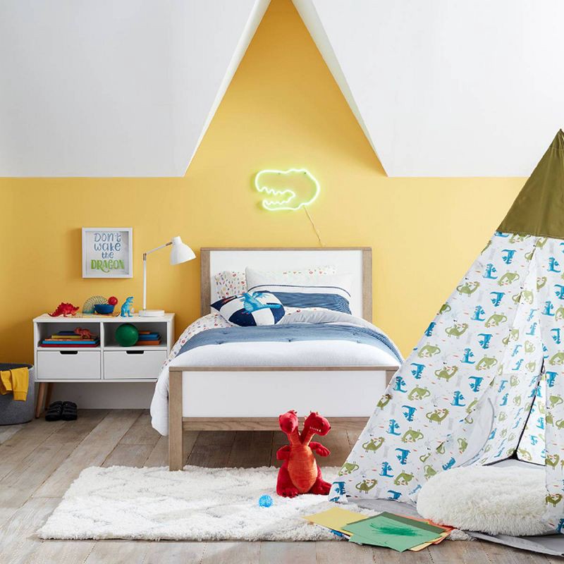 slide 5 of 6, 4'x5'6" Chevron Area Kids' Rug Cream - Pillowfort™: High Pile, Skid-Resistant, Bedroom Rug, Tufted Nylon, 1 ct