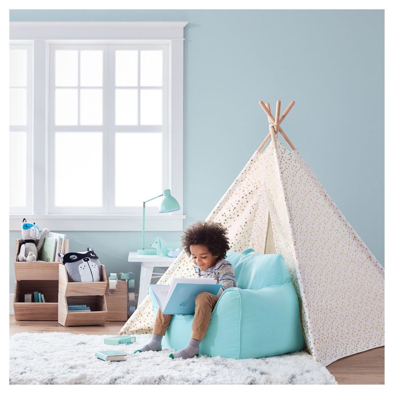 slide 6 of 6, 4'x5'6" Chevron Area Kids' Rug Cream - Pillowfort™: High Pile, Skid-Resistant, Bedroom Rug, Tufted Nylon, 1 ct