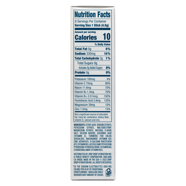 slide 4 of 10, DripDrop Zero Sugar Passion Fruit Electrolyte Drink Mix Sticks - 8 ct, 8 ct
