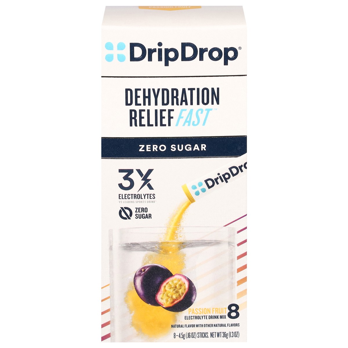 slide 1 of 10, DripDrop Zero Sugar Passion Fruit Electrolyte Drink Mix Sticks - 8 ct, 8 ct