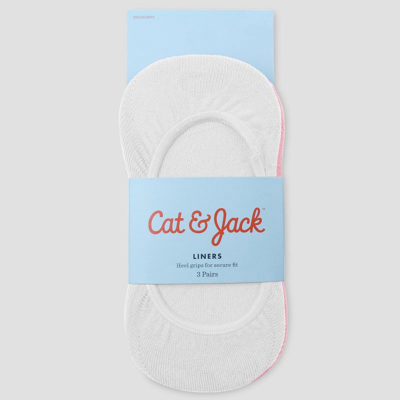 slide 2 of 3, Girls' 3pk Liner Solid Socks - Cat & Jack™ Colors May Vary L, 3 ct
