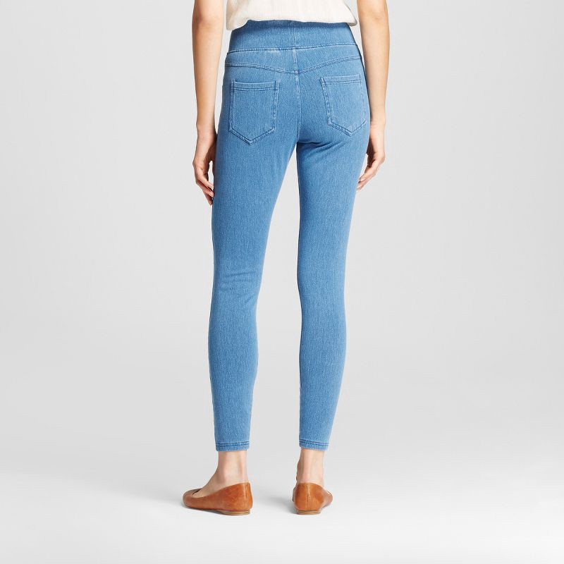 slide 2 of 2, Women's High Waisted Jeggings - A New Day™ Light Blue S: Cotton Blend, Power Stretch, Knit Fabric, Ankle Length, Elastic Waistband, 1 ct