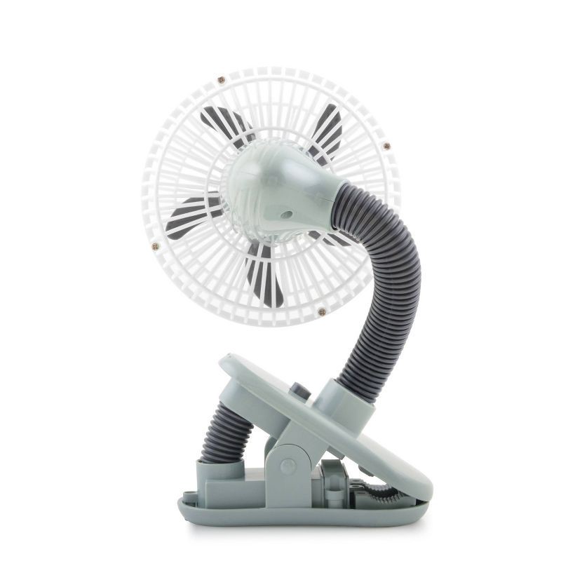 slide 7 of 9, O2COOL 4" Battery Powered Portable Clip Stroller Fan Gray, 1 ct