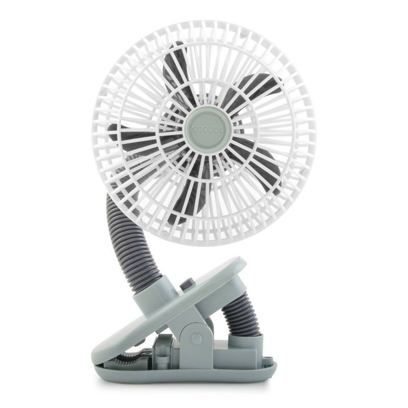 slide 1 of 9, O2COOL 4" Battery Powered Portable Clip Stroller Fan Gray, 1 ct