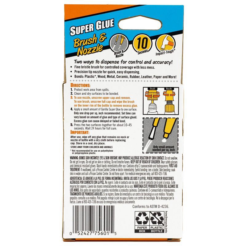 slide 2 of 8, Gorilla Glue 10G Super Glue Clear: Fast Drying, Crazy Glass Glue for Wood, Leather, Rubber, Ceramics, Stationery Use, 10 gram