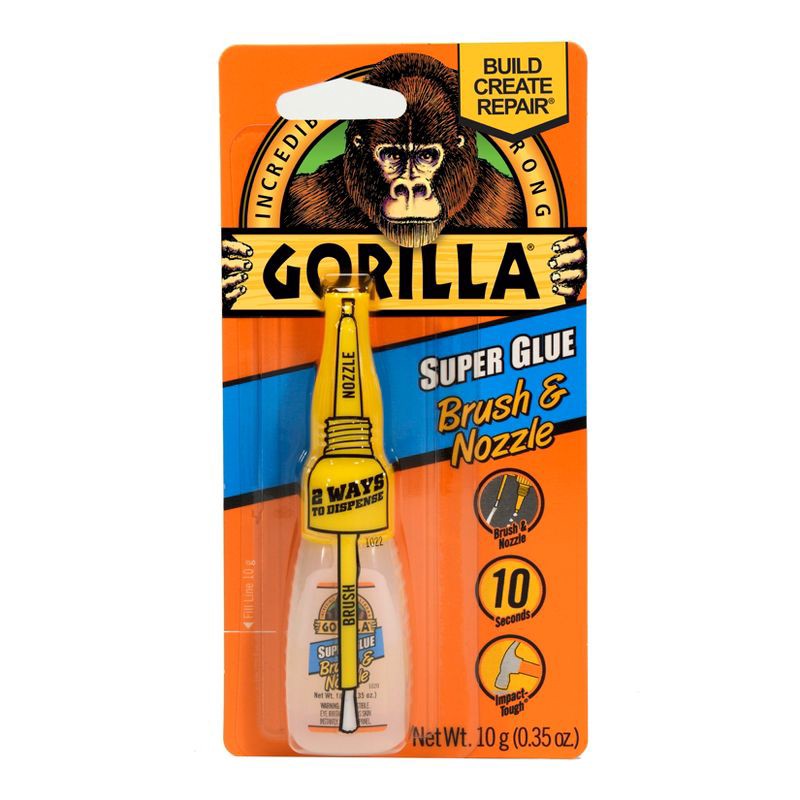slide 6 of 8, Gorilla Glue 10G Super Glue Clear: Fast Drying, Crazy Glass Glue for Wood, Leather, Rubber, Ceramics, Stationery Use, 10 gram