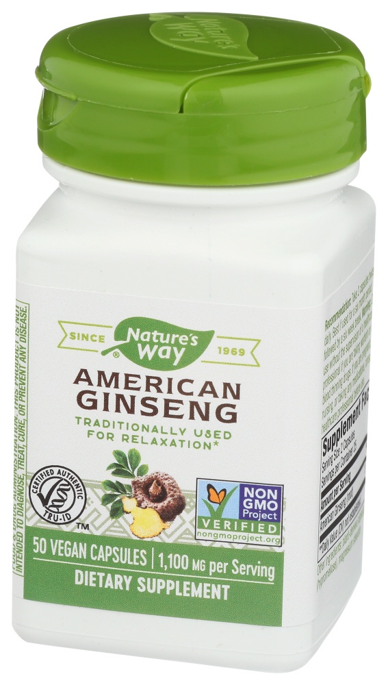 slide 1 of 1, Nature's Way American Ginseng Root 550 mg Capsules, 50 ct