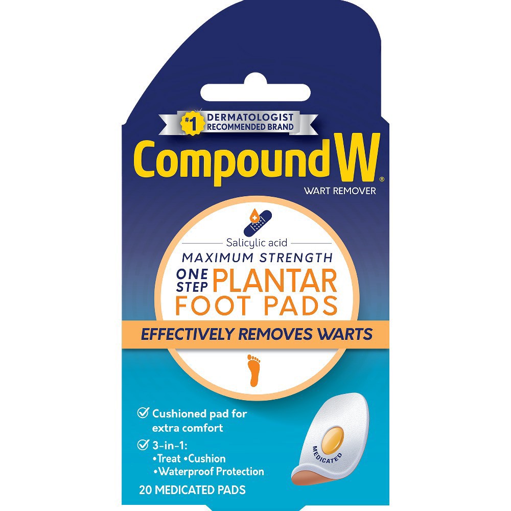 slide 4 of 11, Compound W Maximum Strength One Step Plantar Wart Remover Foot Pads, 20 Count, 20 ct