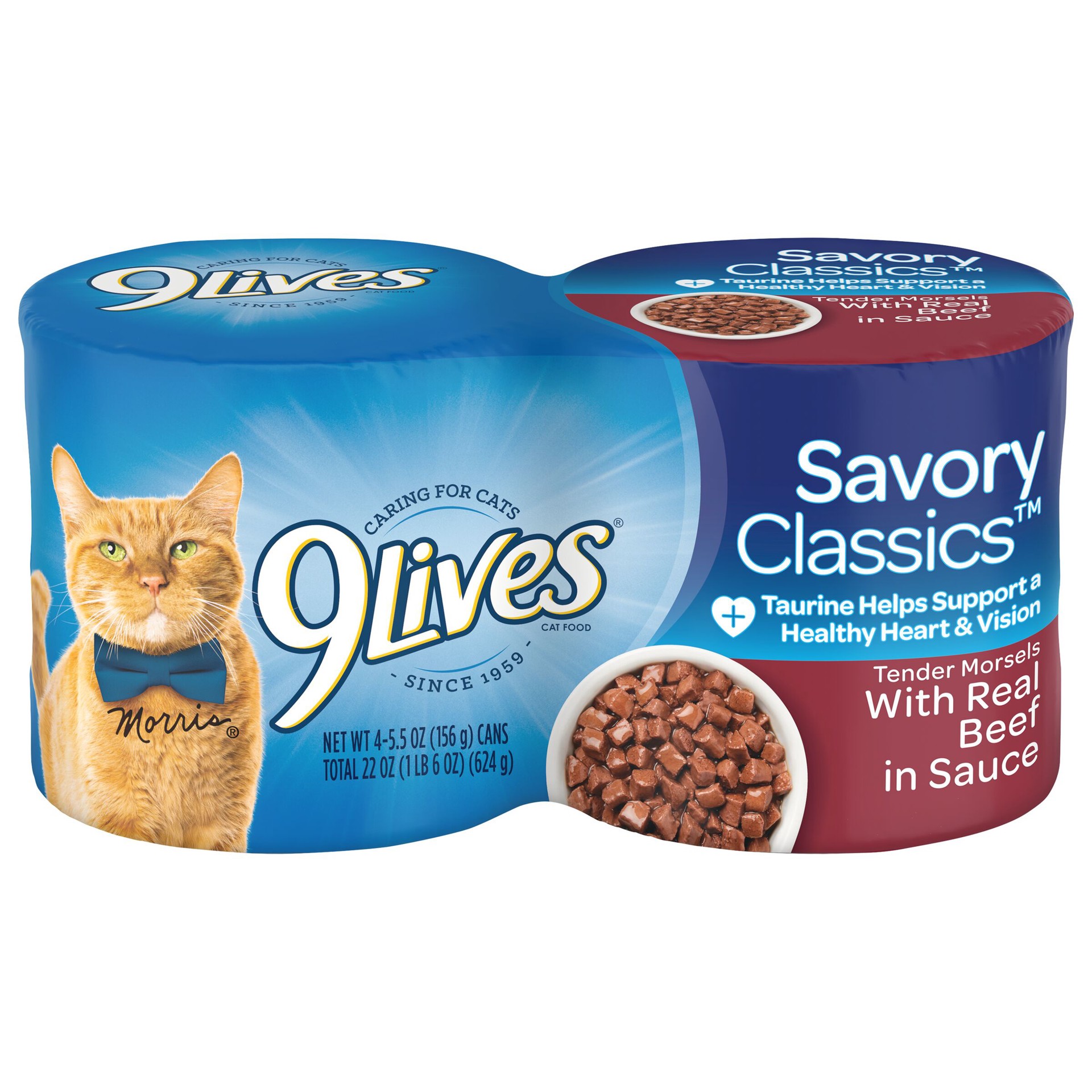 slide 1 of 5, 9Lives Tender Morsels With Real Beef In Sauce Cat Food 4-5.5 Oz. Cans, 4 ct