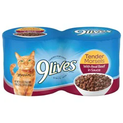 9Lives Tender Morsels With Real Beef In Sauce Cat Food 4-5.5 Oz. Cans