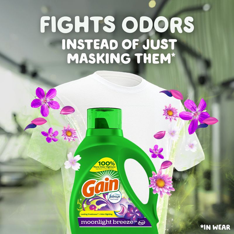 slide 2 of 13, Gain Moonlight Breeze HE Deep Cleaning Concentrated Liquid Laundry Detergent 78 Loads - 113 fl oz, 113 fl oz